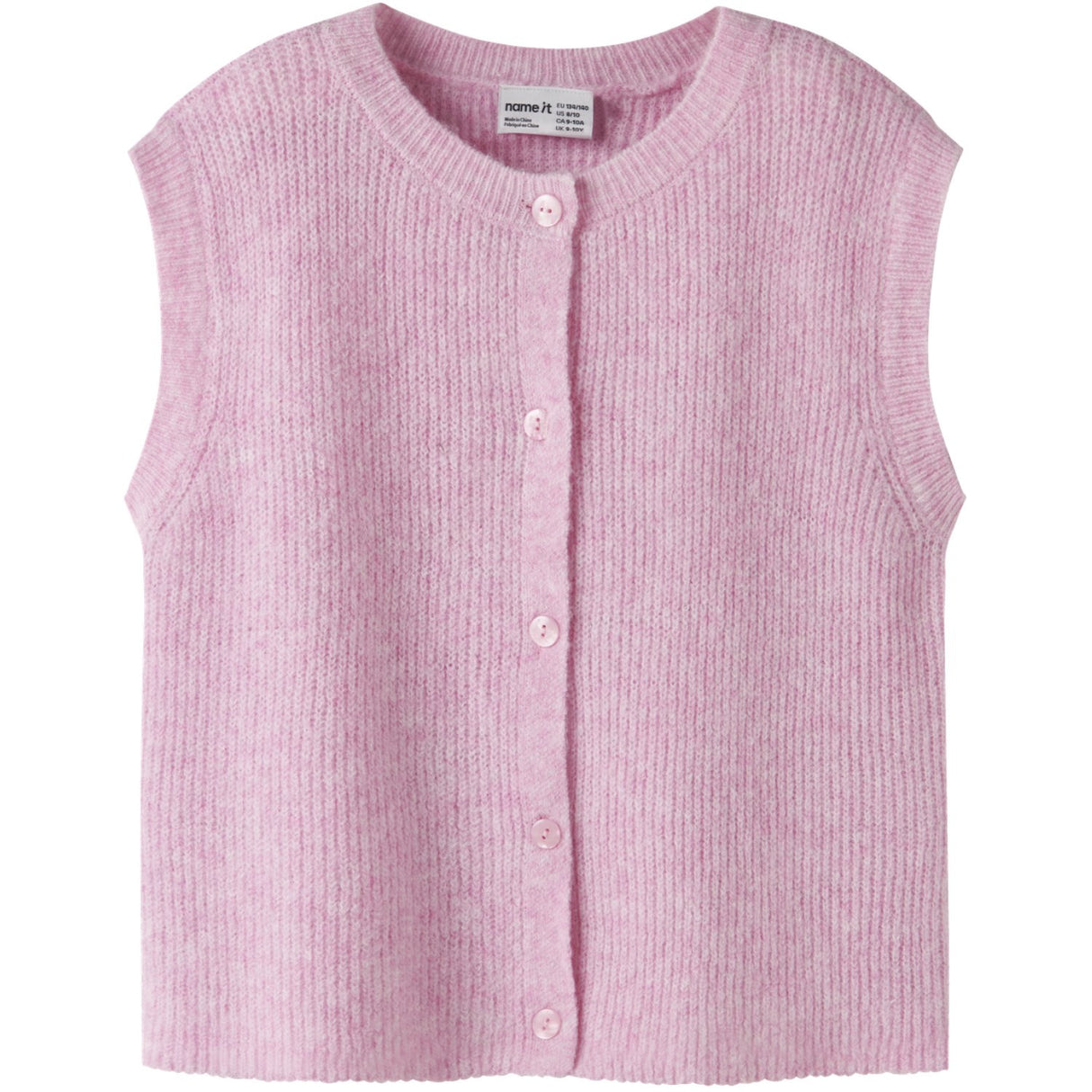 Name It Begonia Pink Nkfoanja Loose Stickad Väst