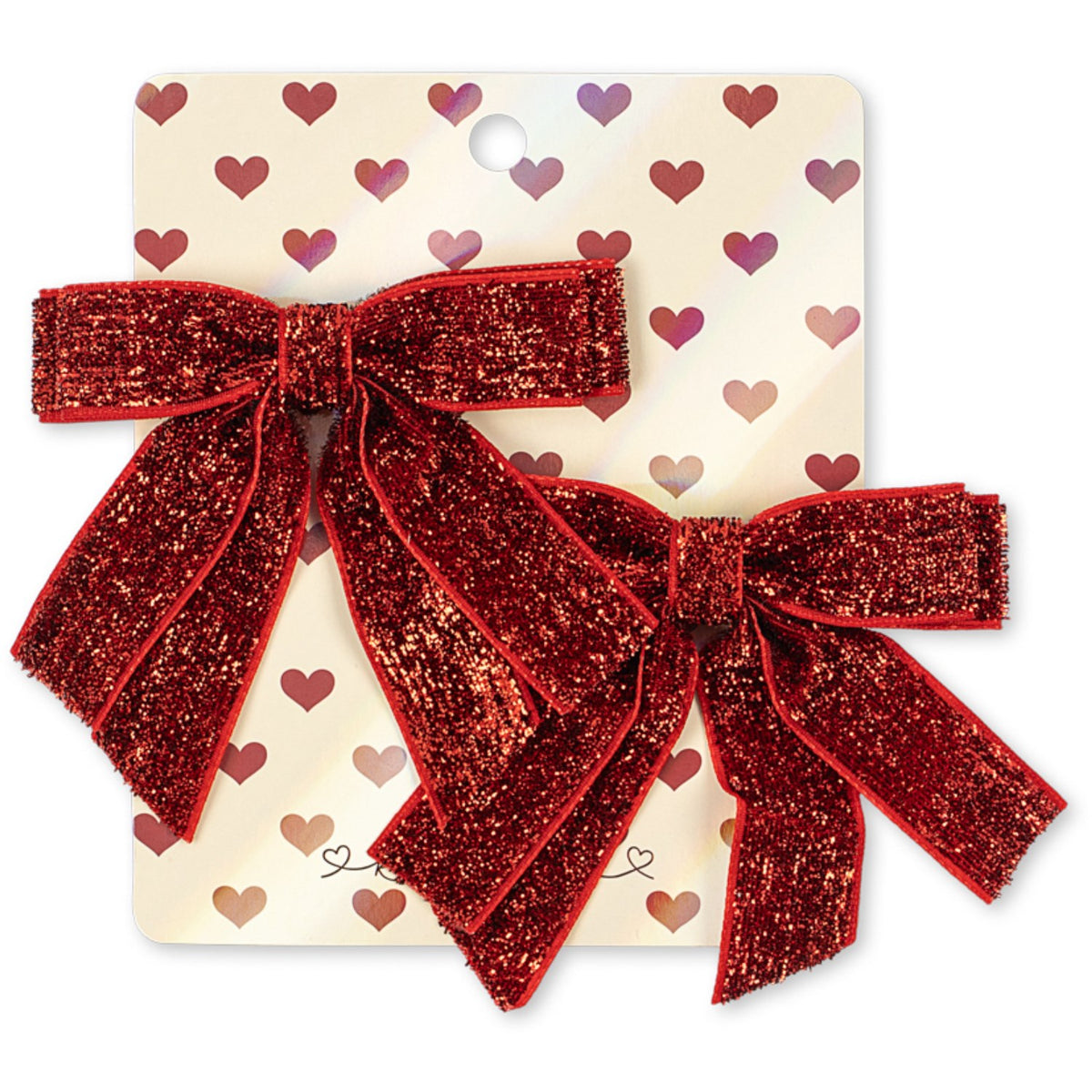 Konges Sløjd Red Glitter 2 Pack Sammet Dubbel Rosett Hair Clips