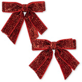 Konges Sløjd Red Glitter 2 Pack Sammet Dubbel Rosett Hair Clips