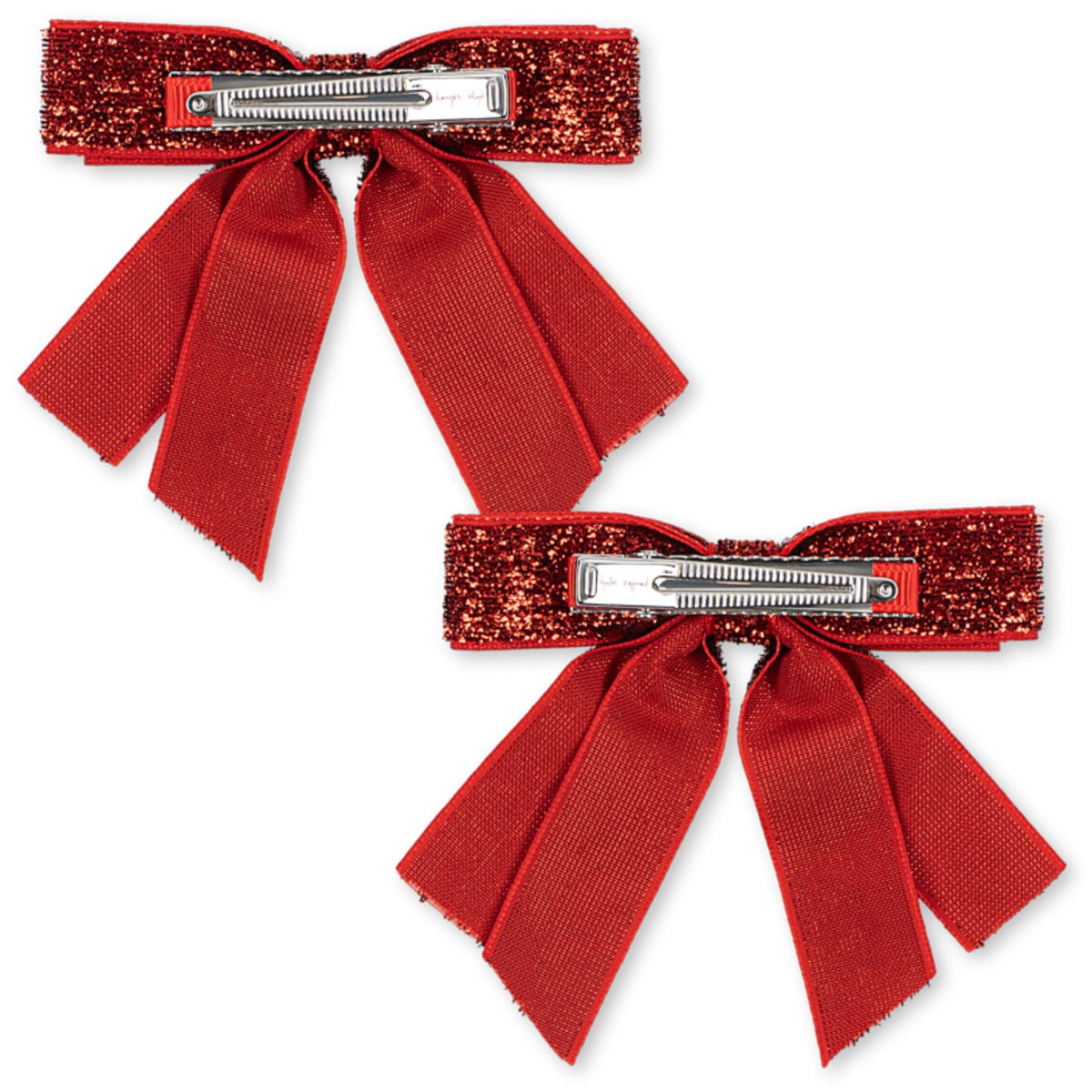 Konges Sløjd Red Glitter 2 Pack Sammet Dubbel Rosett Hair Clips