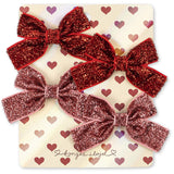 Konges Sløjd Red Glitter/ Rose Glitter 4 Pack Micki Rosett Hair Clips