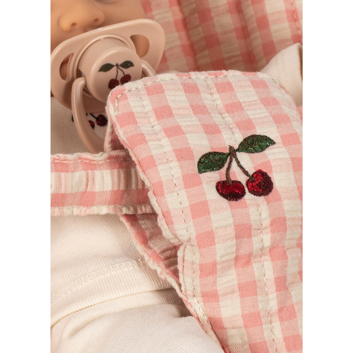Konges Sløjd Pink Check Poppy Docka Stroller Sett