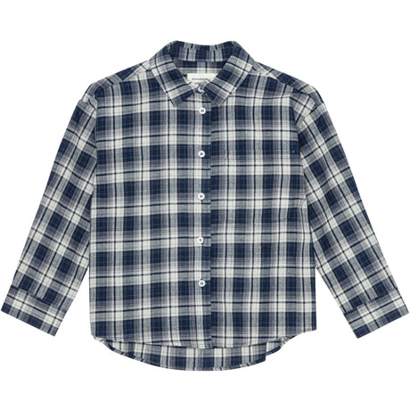 brunobruno nation Mood Indigo Blue Check Virgil Navy Check Skjorta