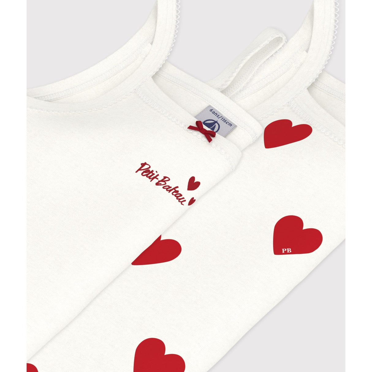 Petit Bateau Hearts Chemise Topp 2-Pack