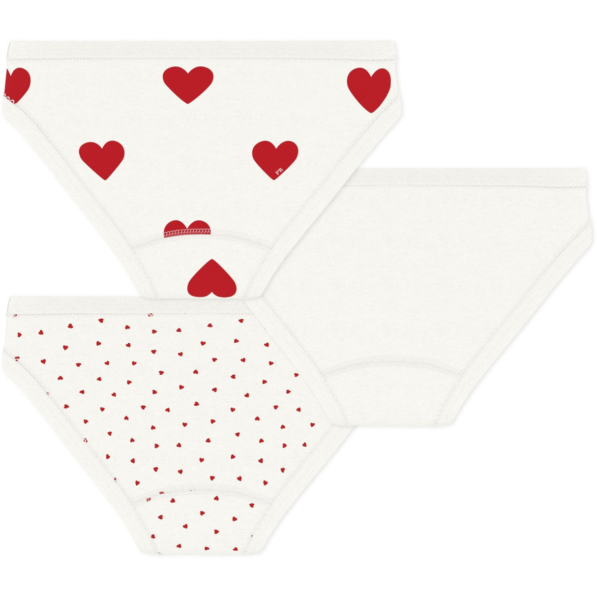 Petit Bateau Hearts Trosor 3-pack