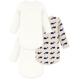 Petit Bateau Montelimar/Medieval Long Sleeve Bodysuit 3-Pack