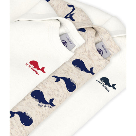 Petit Bateau Montelimar/Medieval Long Sleeve Bodysuit 3-Pack