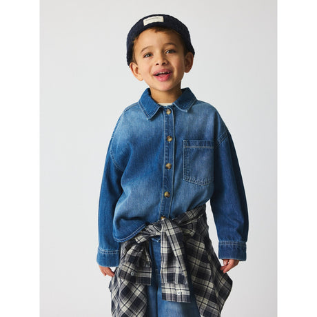 brunobruno nation Mid Blue Denim Ina Denim Skjorta