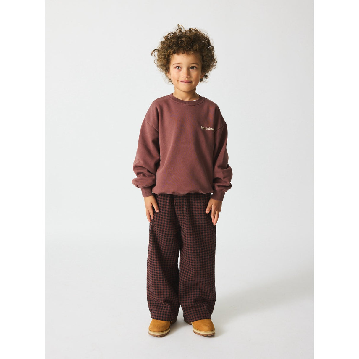 brunobruno nation Marron Plum Check Francis Seersucker Byxor