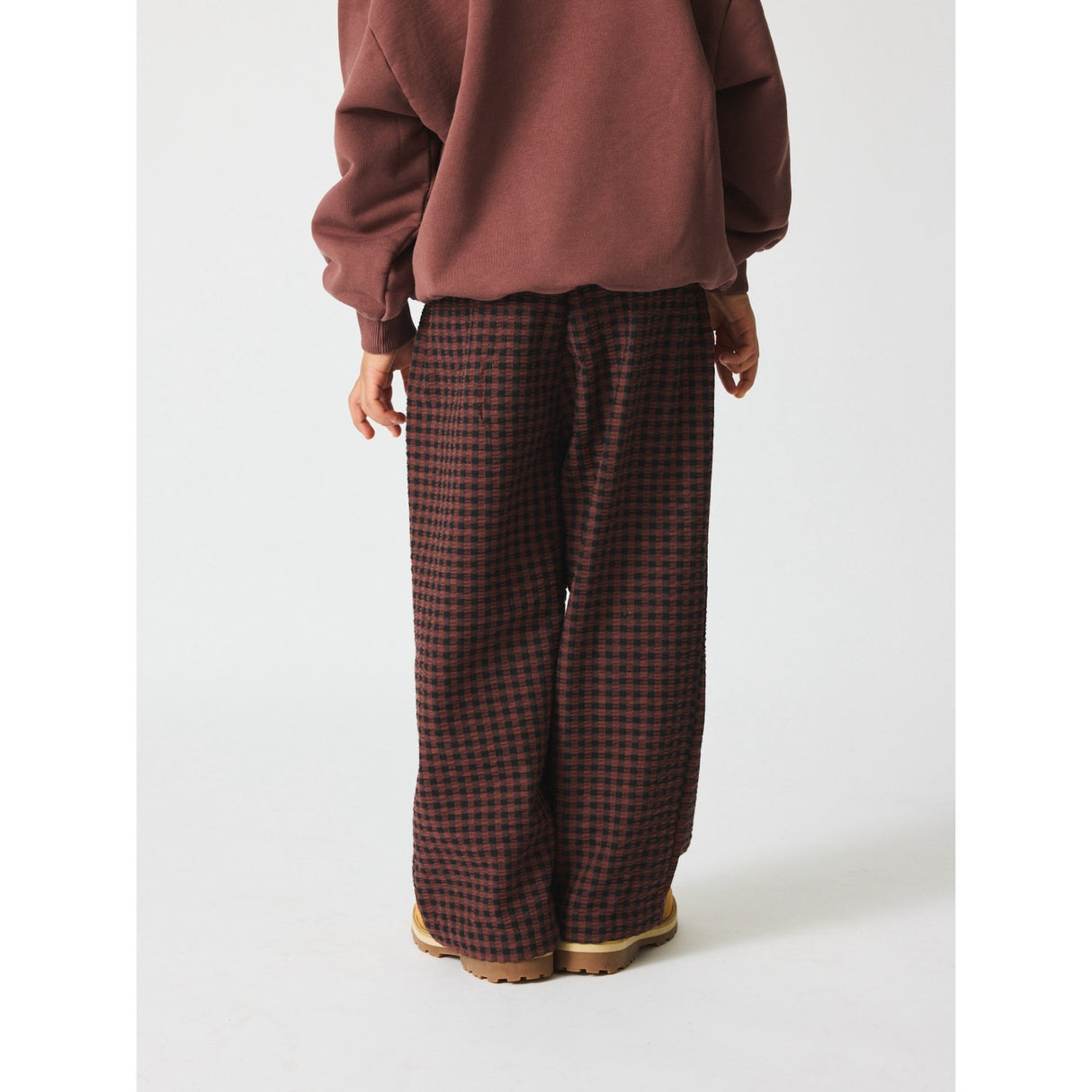 brunobruno nation Marron Plum Check Francis Seersucker Byxor