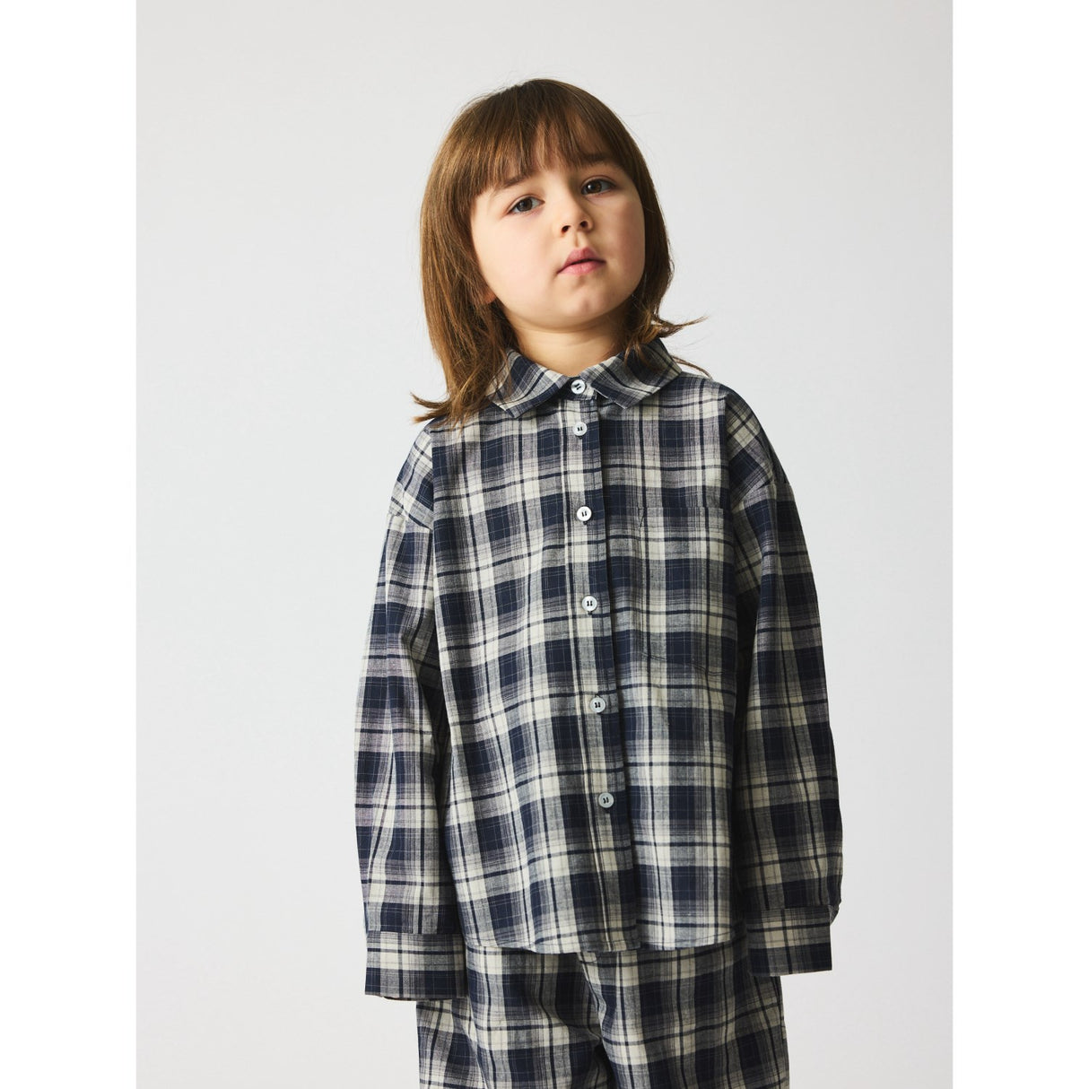 brunobruno nation Mood Indigo Blue Check Virgil Navy Check Skjorta