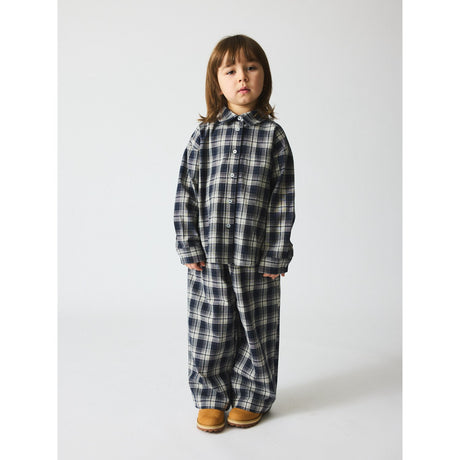 brunobruno nation Mood Indigo Blue Check Virgil Navy Check Skjorta