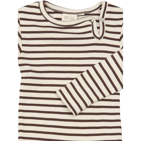 Petit Piao Chestnut Striped Ppsky L_S Byxdress
