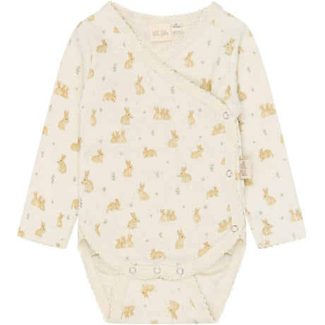Petit Piao Eggnog Rabbit Aop Ppdio L_S Body Fold Pointelle Nb
