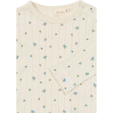 Petit Piao Eggnog Blueberry Aop Ppgracie L_S Pointelle Tee