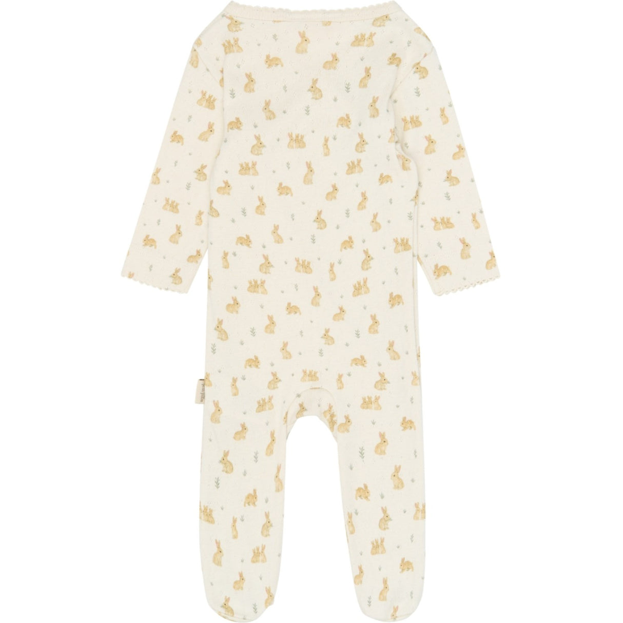Petit Piao Eggnog Rabbit Aop Ppdio L_S Byxdress Fold Feet Pointelle Nb