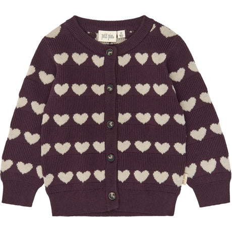 Petit Piao Huckleberry Heart Aop Ppelia Stickad Cardigan