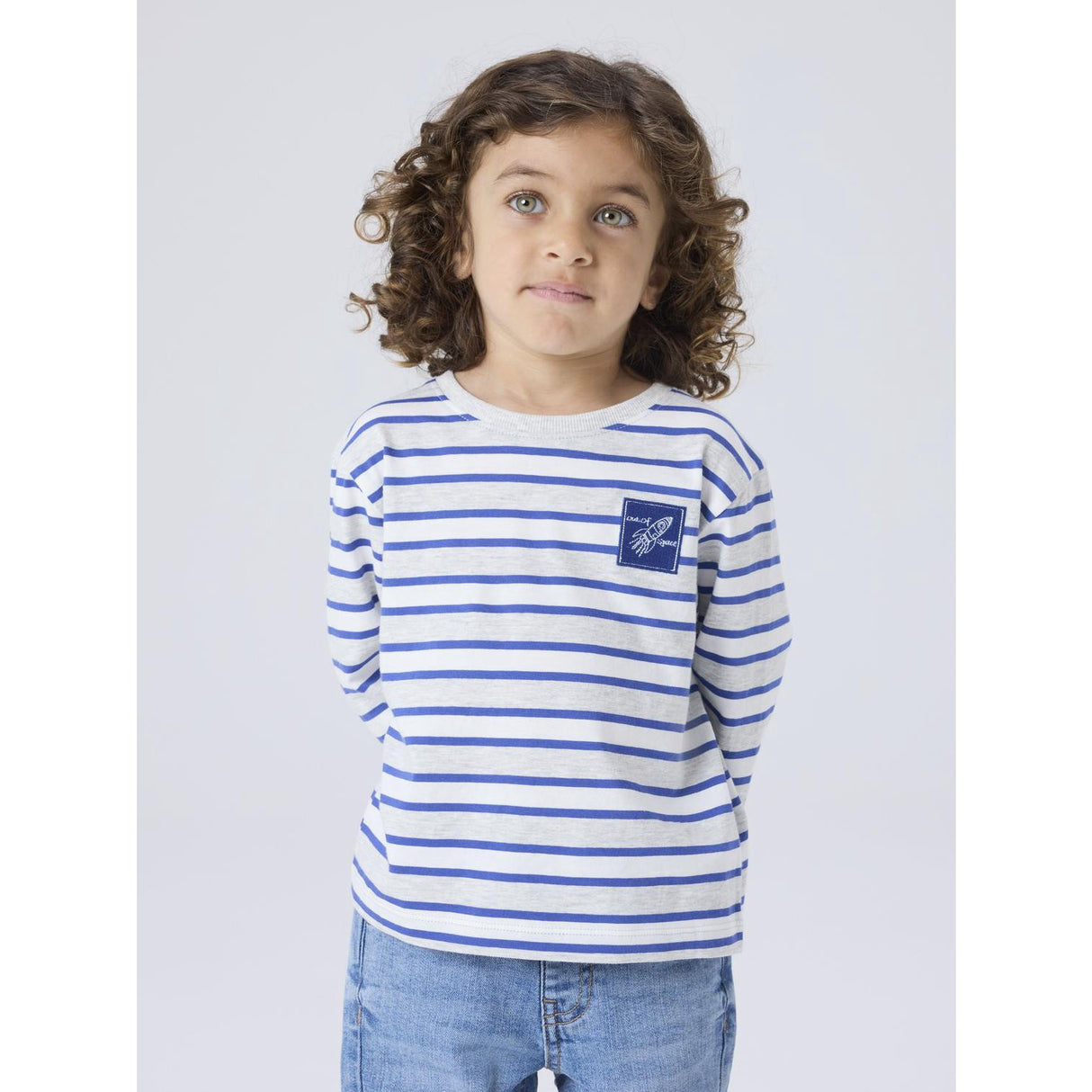 Name It Light Grey Melange Deep Ultramarine Nmmkristian Ls Nreg Topp Pb