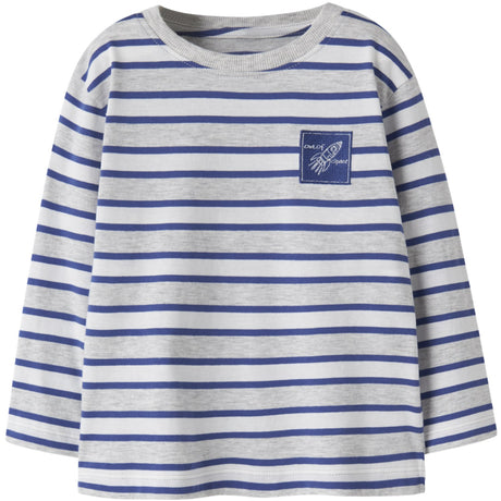 Name It Light Grey Melange Deep Ultramarine Nmmkristian Ls Nreg Topp Pb
