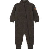 Mikk-Line Dark Brown Melange Ull Dräkt Med Rib