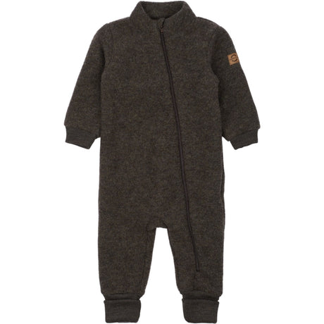 Mikk-Line Dark Brown Melange Ull Dräkt Med Rib