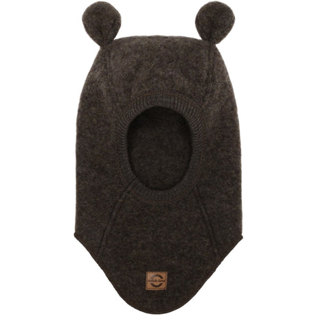Mikk-Line Dark Brown Melange Ull Balaclava med öron