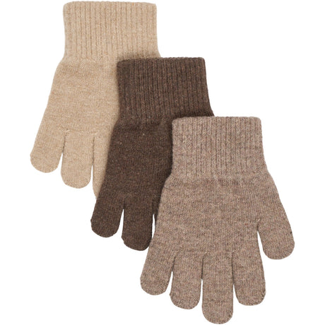 Mikk-Line Beige Melange-Melange Denver-Brown Melange Magic Handskar 3-Pack