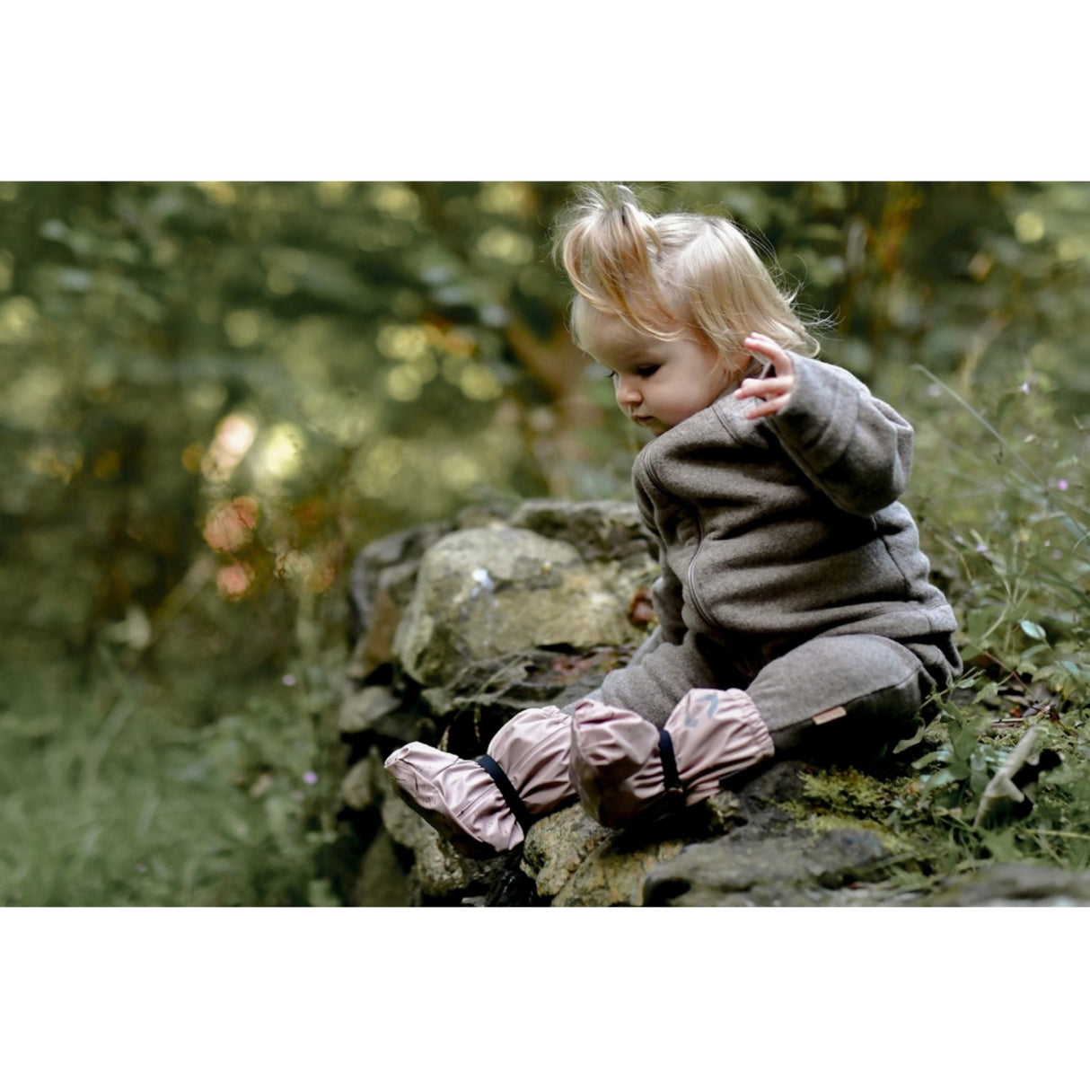 Mikk-Line Rain Footies m. Fleece Adobe Rose