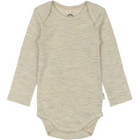 Mikk-Line Melange Offwhite Merino Ull Ls Body