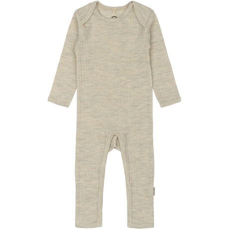 Mikk-Line Melange Offwhite Merino Ull Ls Dräkt