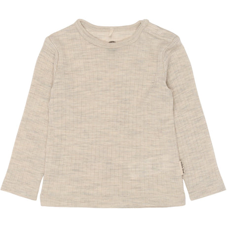 Mikk-Line Melange Offwhite Merino Ull Ls Topp
