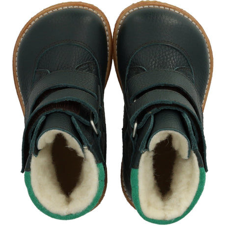 Angulus Deep Teal/Grass Green Tex-Støvle Med Kardborreband