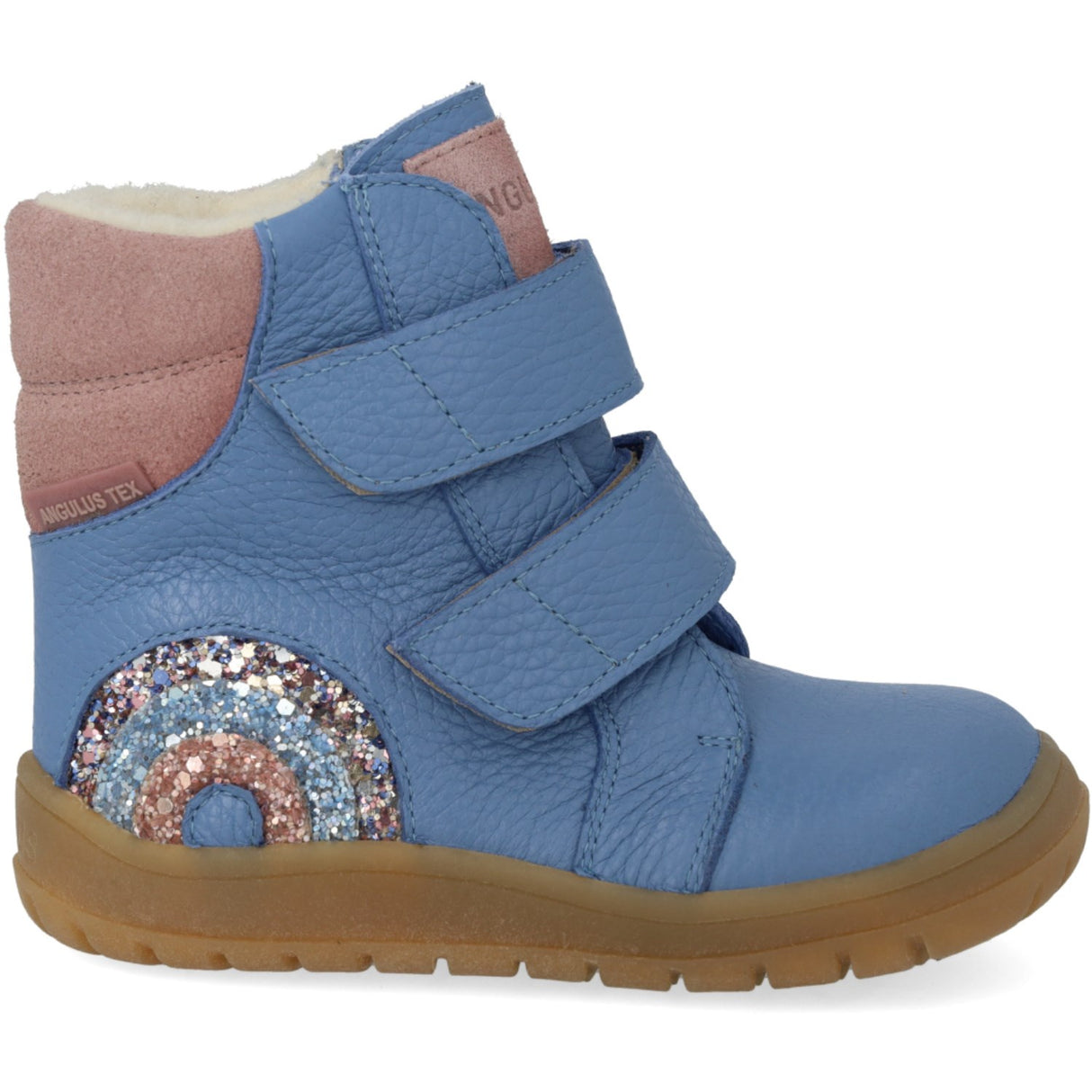 Angulus Blue Daisy/Faded Rose Tex-Støvle Med Funklende Glitterregnbue
