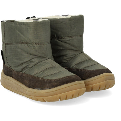 Angulus Olive/Forrest Recycled Ripstop Börjar Tex-Støvle Med Blødt Merino Uldfoer