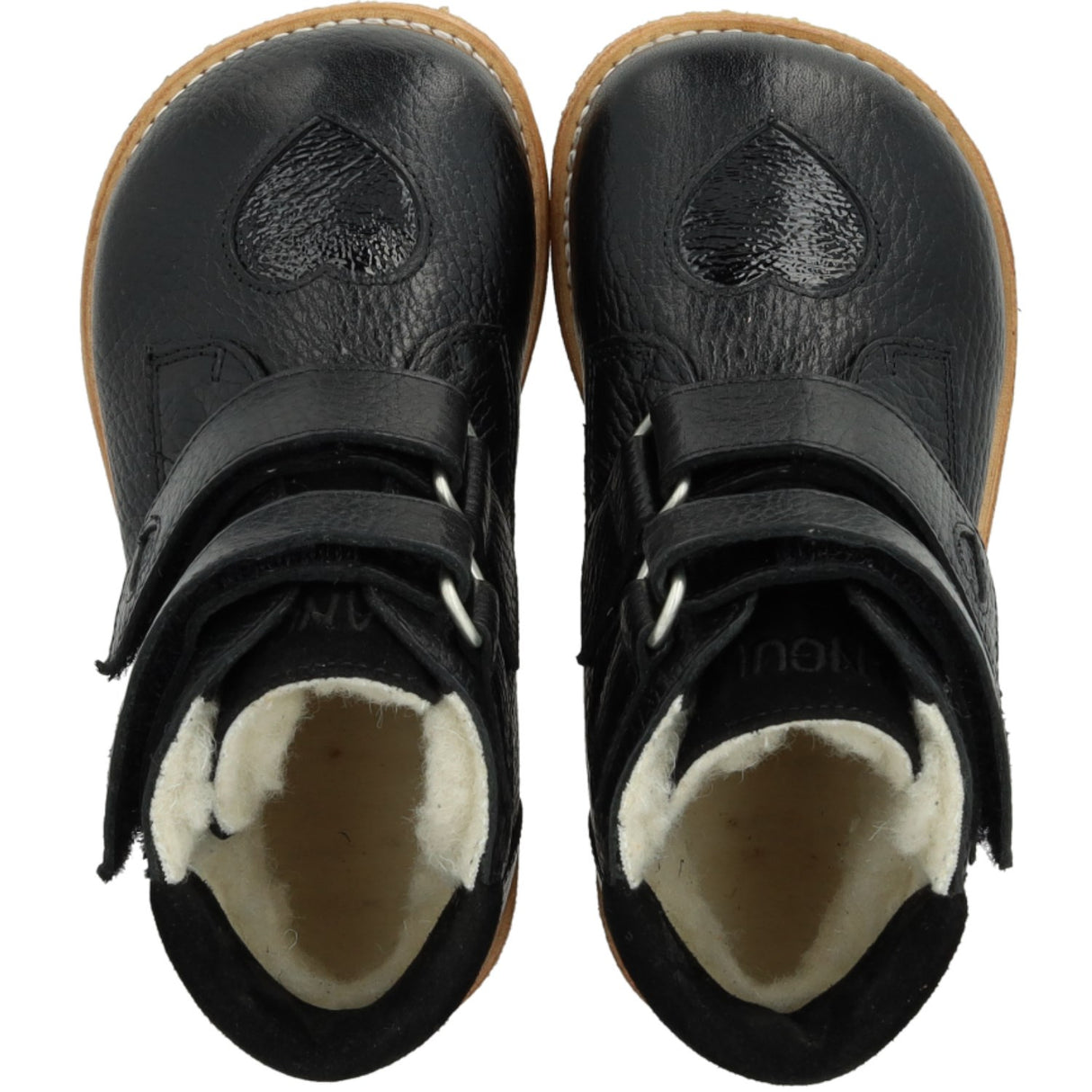 Angulus Black/Black/Black Tex-Støvle Med Funklende Glitterhjerter