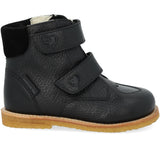 Angulus Black/Black/Black Tex-Støvle Med Funklende Glitterhjerter