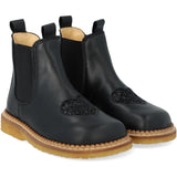 Angulus Black/Black Glitter/Black Elastic Chelsea Stövlar Med Hjerte