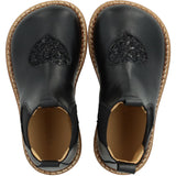 Angulus Black/Black Glitter/Black Elastic Chelsea Stövlar Med Hjerte