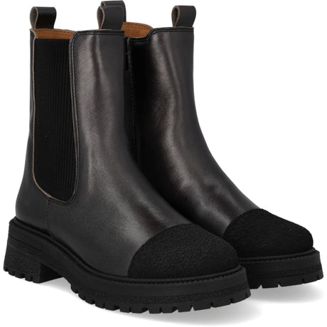 Angulus Black/Black Shine/Black Elastic Chelsea Stövlar Med Tådetalje
