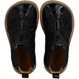 Angulus Black/Black Glitter/Black Elastic Chelsea Stövlar Med Glitter Og Brogues Detaljer