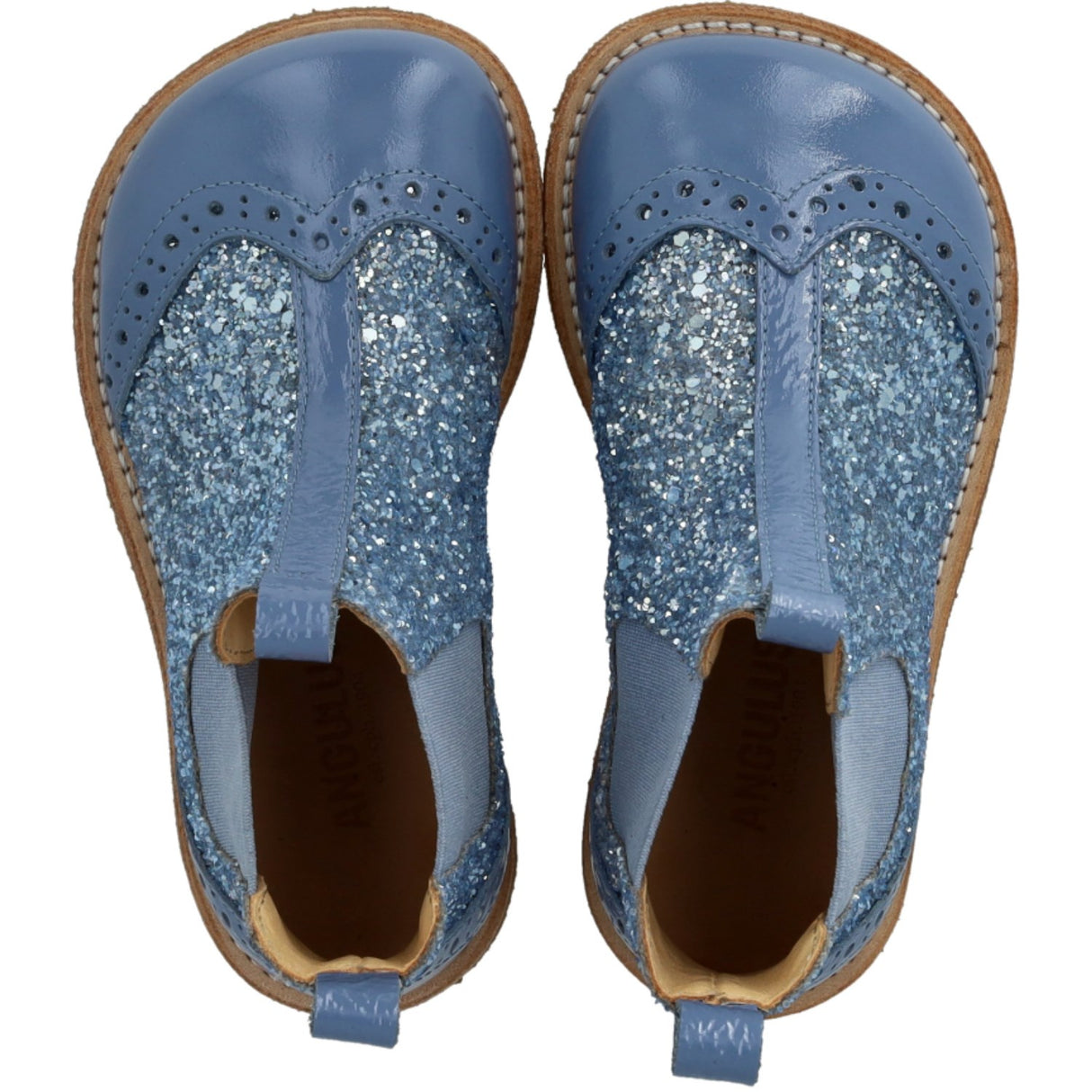 Angulus Blue Daisy/Blue Ice/Blue Elastic Chelsea Stövlar Med Glitter Og Brogues Detaljer
