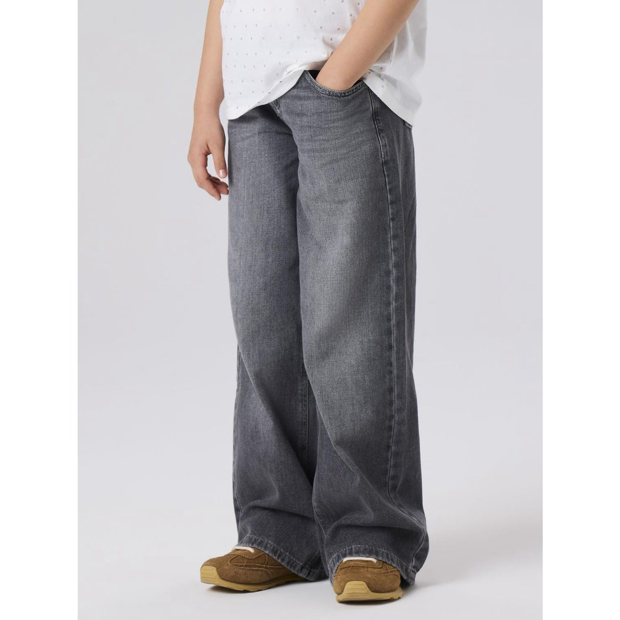 Name It Medium Grey Denim Nkfrose Wide Jeans 5529-Be Noos