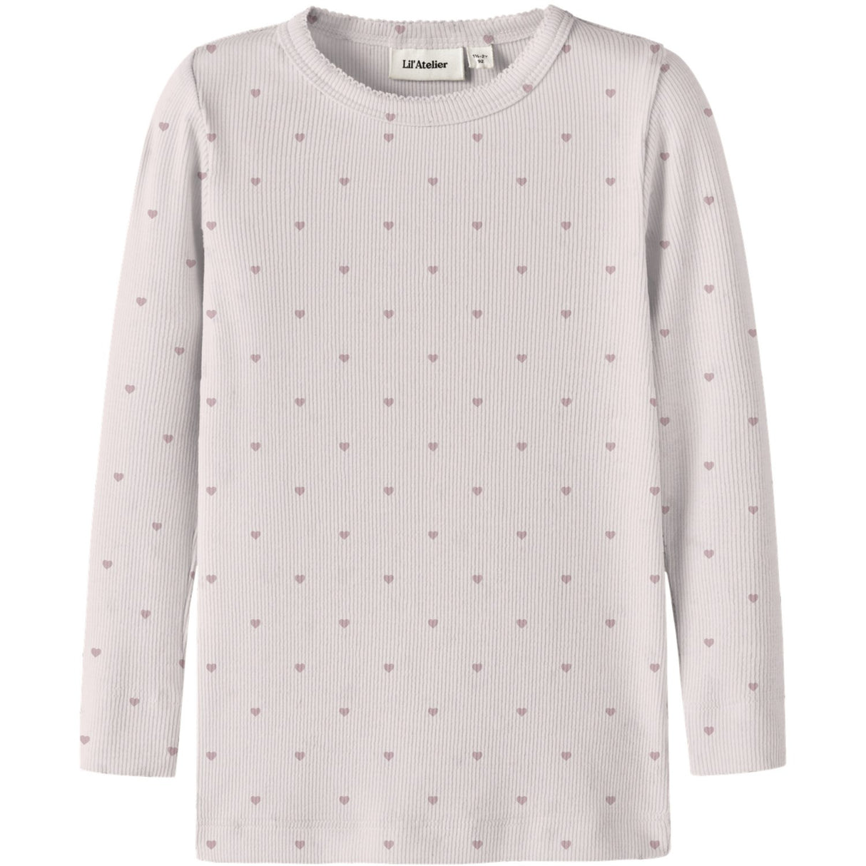 Lil'Atelier Hushed Violet Heart Nmfgago Ls Slim Topp Lil Noos