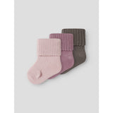 Name It Lilas Lotus + Brown Lentil Nbfnobba 3-Pack Strumpor
