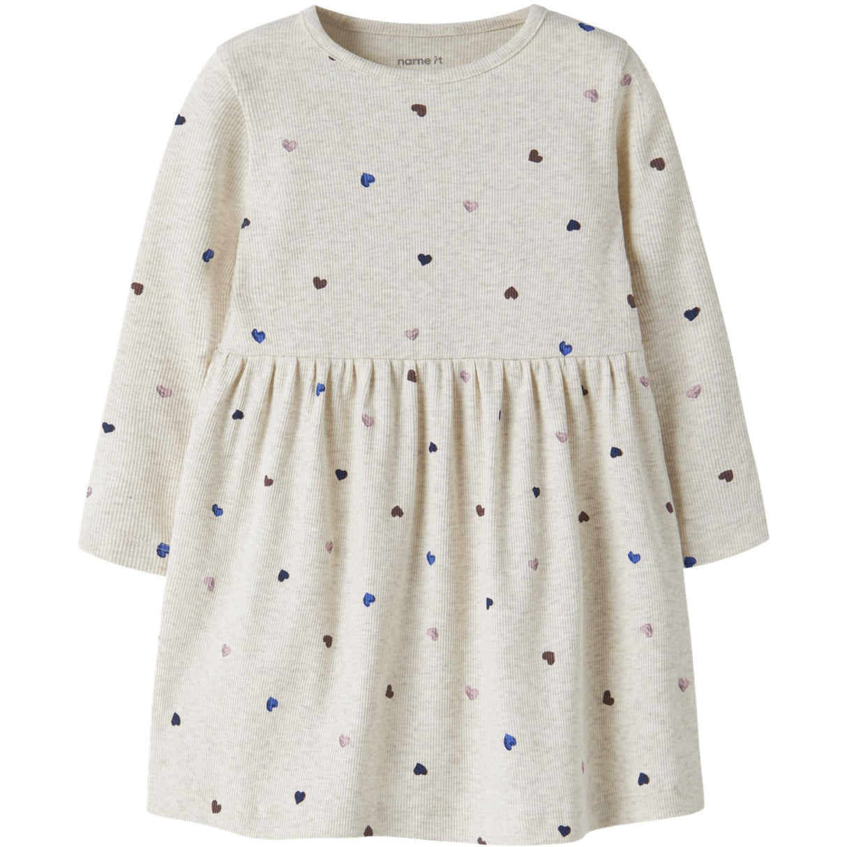 Name It Peyote Melange Hearts Nmfnutti Ls Klänning Noos