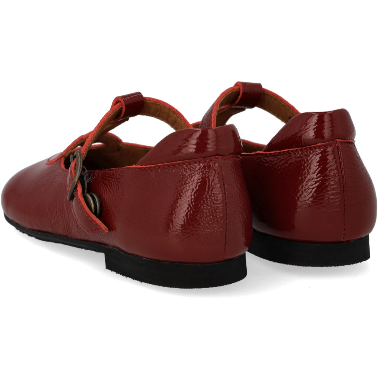 Angulus Cranberry T-Bar Ballerinaskor Med Cut-Out Hjerte