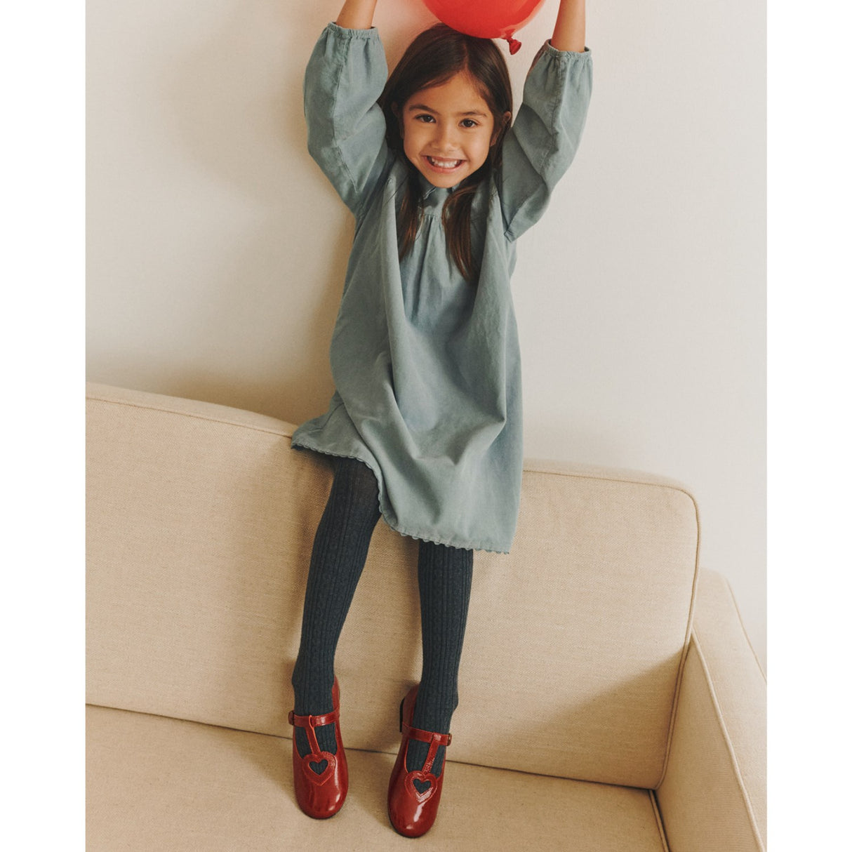 Angulus Cranberry T-Bar Ballerinaskor Med Cut-Out Hjerte