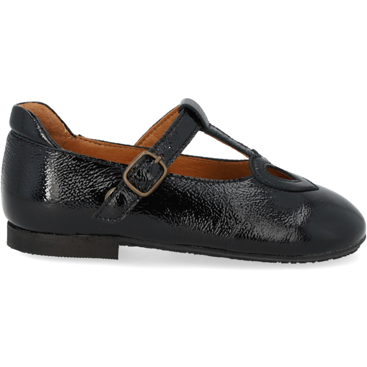 Angulus Black T-Bar Ballerinaskor Med Cut-Out Hjerte