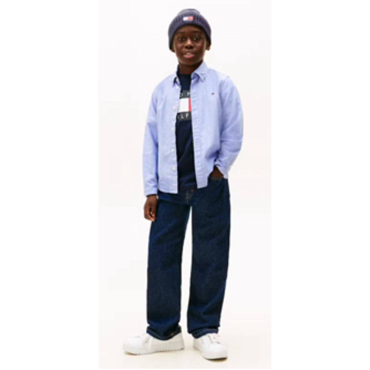 Tommy Hilfiger Calm Blue Flag Oxford Skjorta Ls