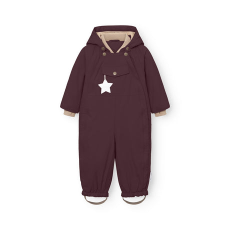 Mini A Ture Fudge Aubergine Matwisti Fleece Lined Snowsuit. Grs